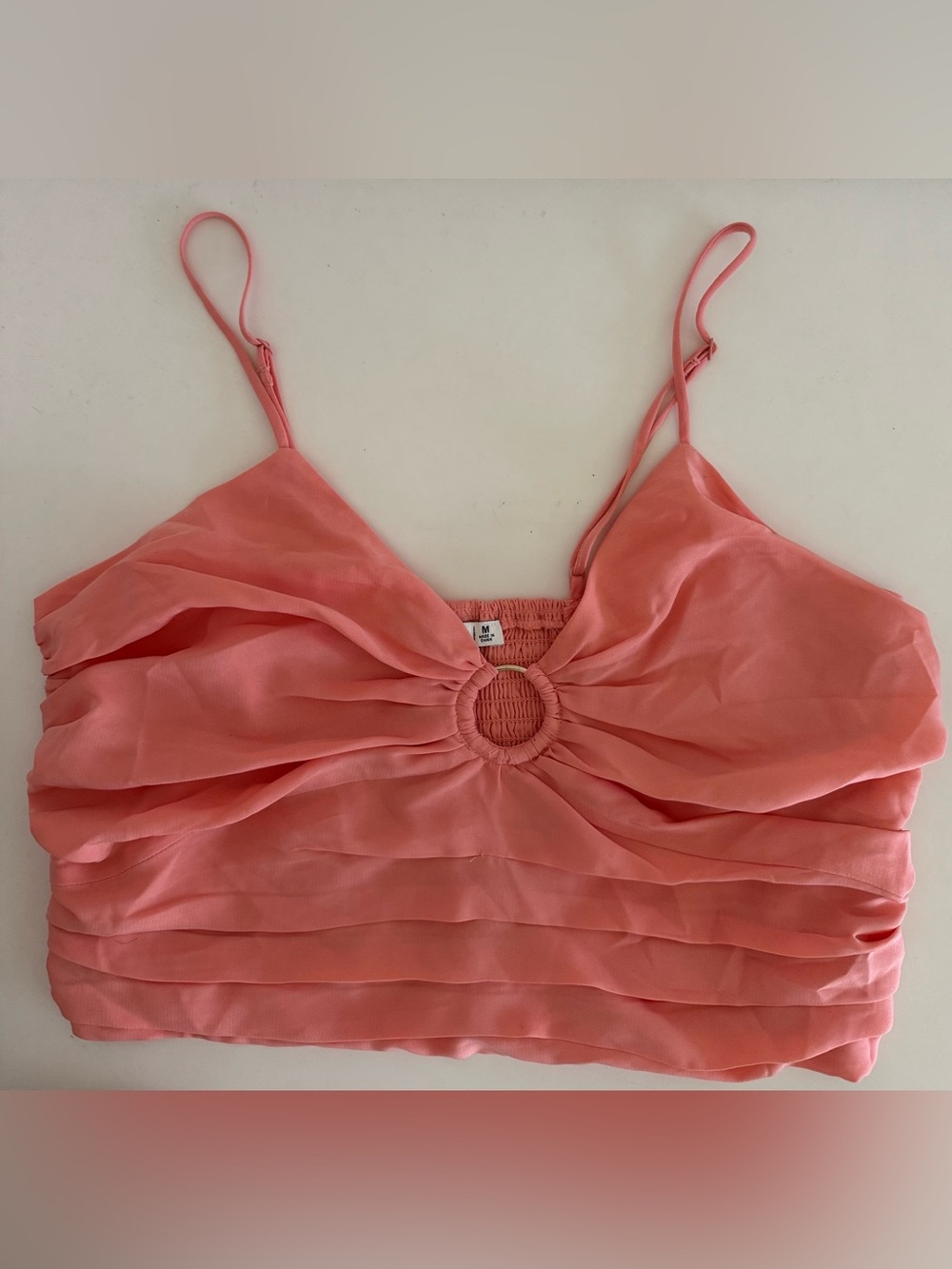 Abercrombie & Fitch Coral Pink Ruched O-Ring Cami Top Size M